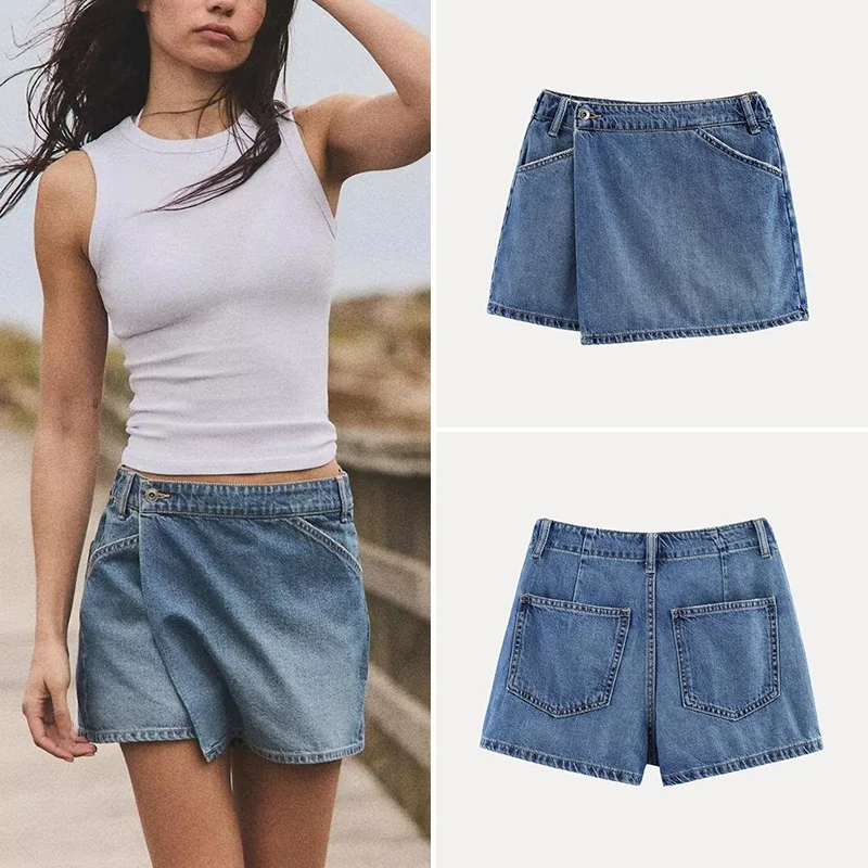 

Весна 202, женская модная универсальная джинсовая юбка со средней талией, брюки, простой слип, Новое поступление, полиэфирная ткань