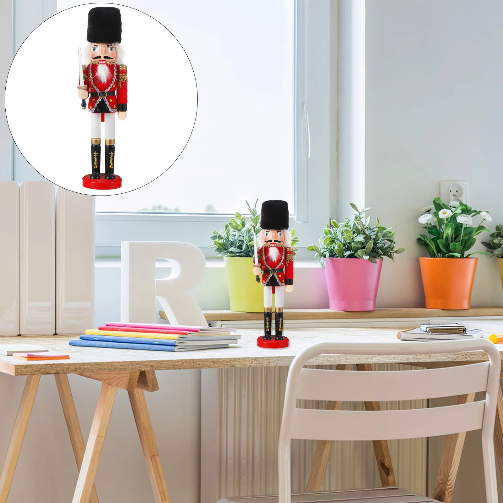 

Wooden Nutcracker Soldier Decorative Ornament For Living Room Bedroom Shelf Table Display Holiday Party Decoration Home Decor