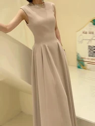 Elegant cocktail flared sleeveless midi dress