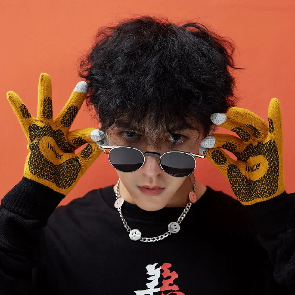 

Korean-style Fashion Winter Men Knitted Sports Gloves Touch Screen Cycling Driving Mittens Thicken Warm Acrylic fiber Gloves