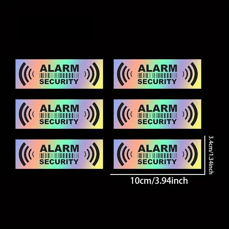 6 Pieces of car stickers - laser effect, warning decals, safety system stickers set, scratch-resistant decorative stickers
