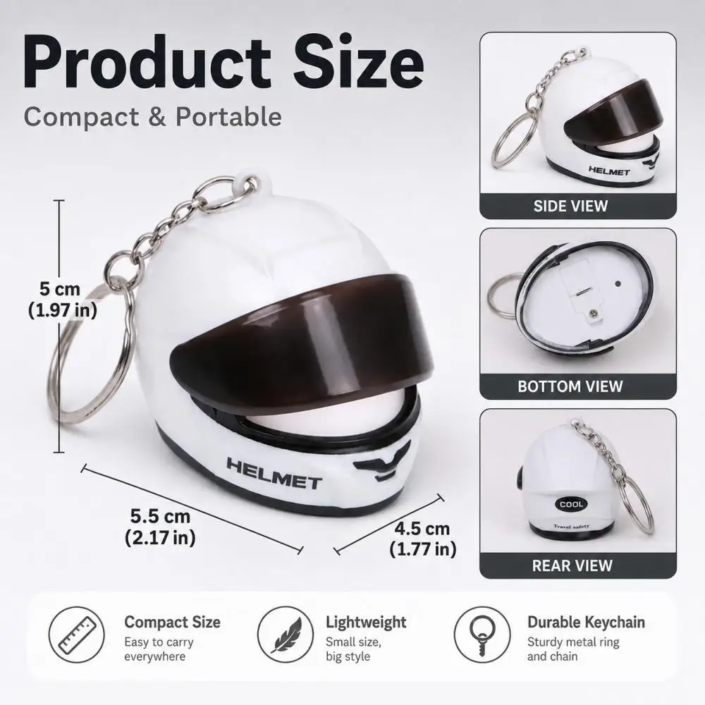 Mini Motorcycle Helmet Keychain With LED Light, Flip Open Luminous Helmet Pendant, Creative Bag Charm Gift for Motorcyclist