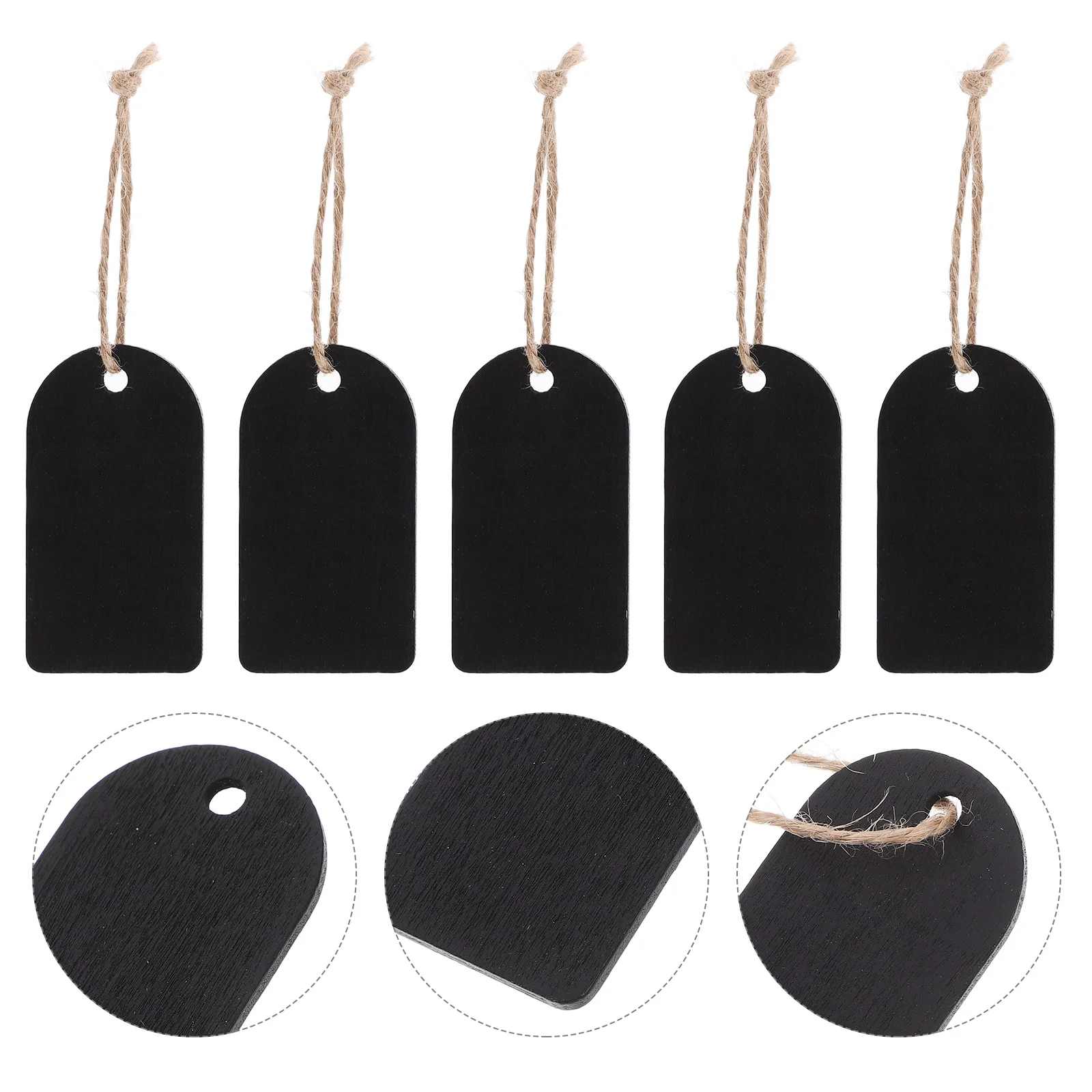 

50 Sets Mini Wooden Chalkboard Tags with Rope Double-Sided Hanging Blackboard Labels for Store Display Hanging Chalkboard Labels