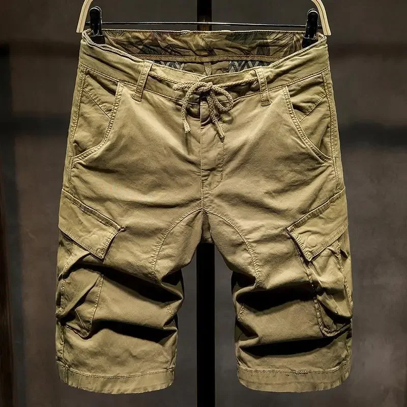 Mens Cargo Shorts with Pockets Wide Loose Draw String Half Short Pants for Men Baggy Solid Bermuda Long Nylon Jorts Luxury Y2k