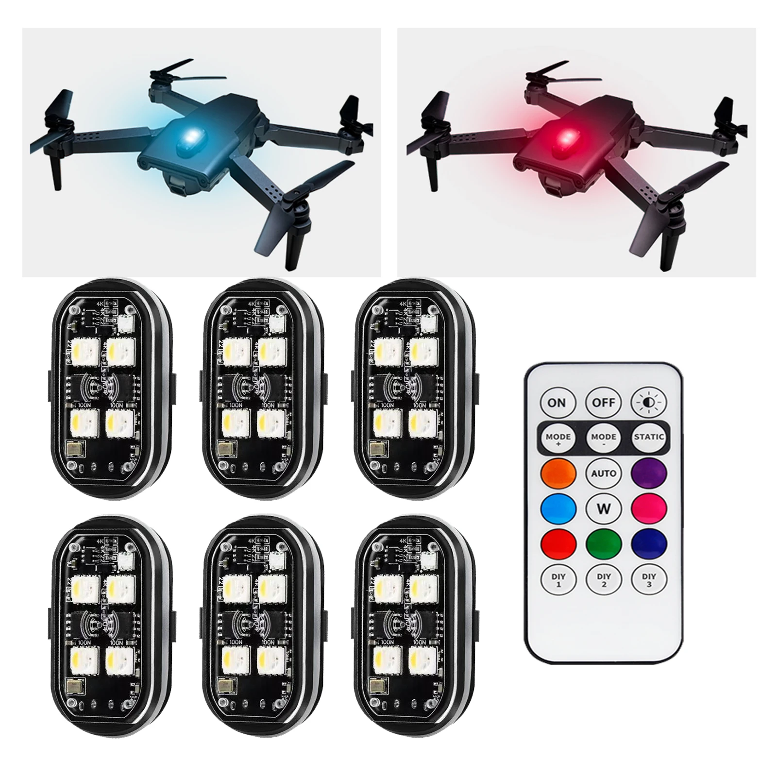 

LED Strobe Lights For Motorcycle With Wireless Controller，LED Wireless Aircraft Light Bicycle Drone Anti-collision Warning Light