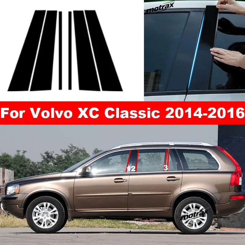 Car Window Decorative Cover Center Post Film Pillar B C Pillar Bright Sticker Accessories for Volvo XC Classic 2014 2015 2016