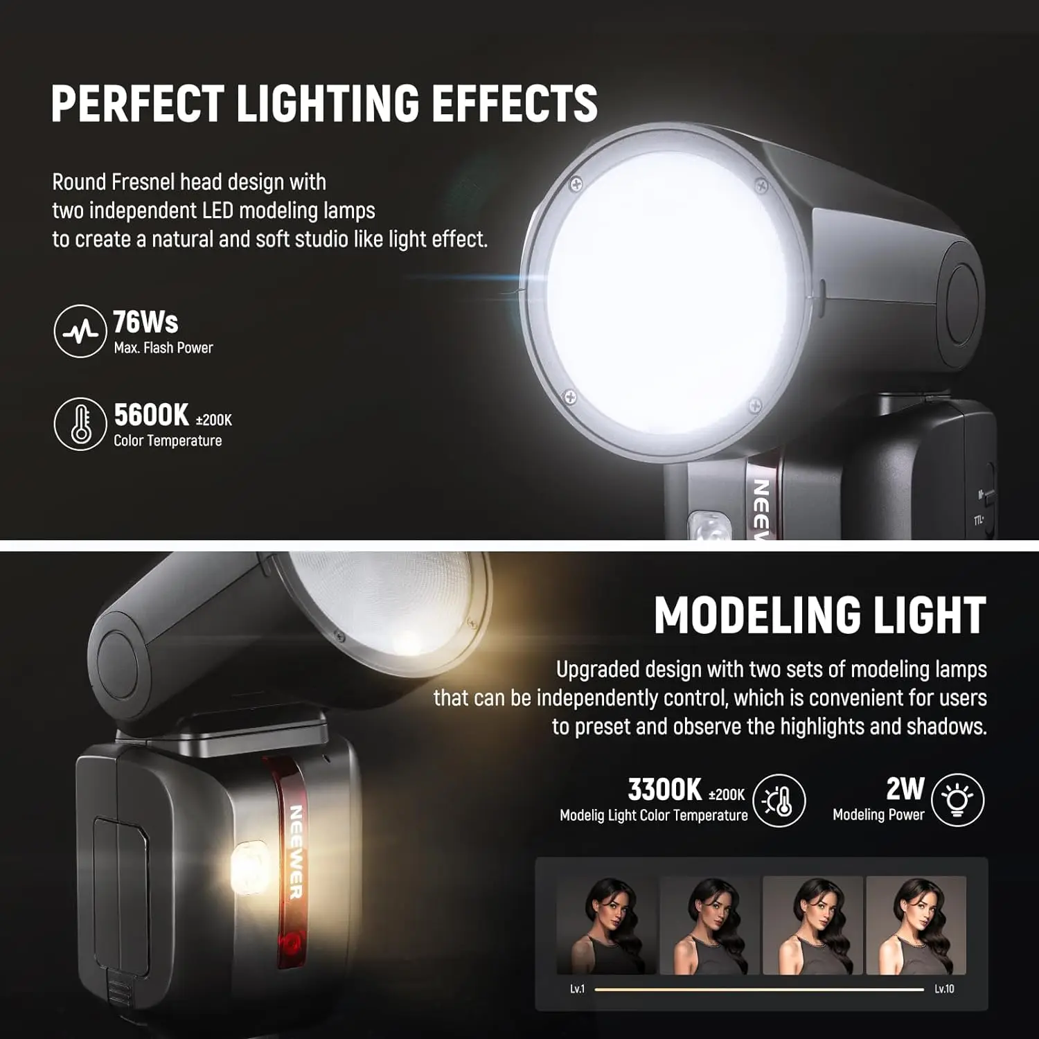 NEEWER Z2-C 2.4G TTL فلاش مستدير الرأس Speedlite لضوء فلاش Canon لكاميرا DSLR