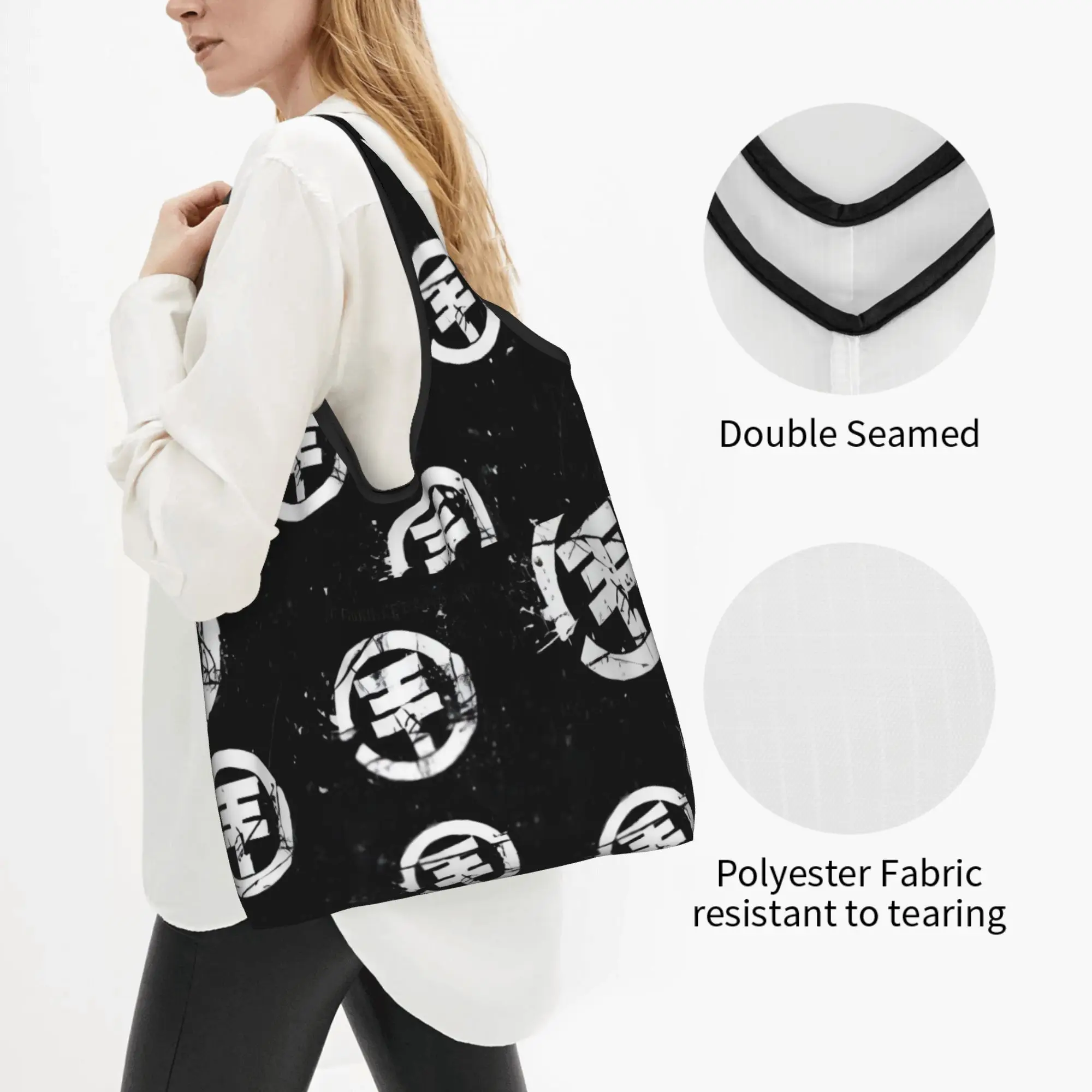 Hot Rock T-Tokios H-Hotels Brand Groceries Shopping Bags Kawaii Shopper Tote Shoulder Bag Large Capacity Portable Music  Handbag