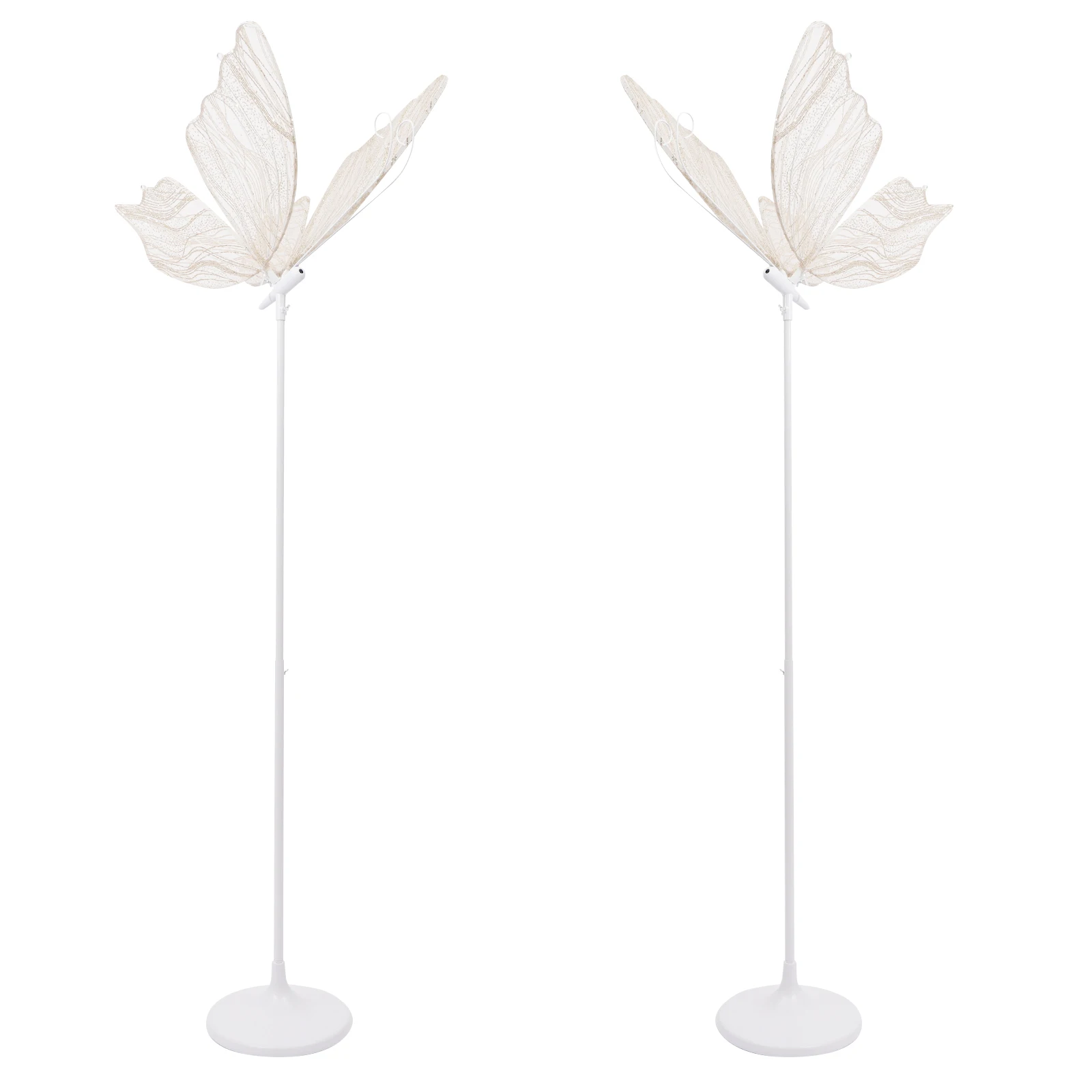 2PCS Butterfly Hanging Light, Creative Wedding Butterfly LED Floor Lamp, Romantic Hanging Wedding Butterfly Prop, Floor or Ceiling Mount, Stage Aisle Guide Lamp, 6000K White LED Strip, 146-178cm Adjustable
