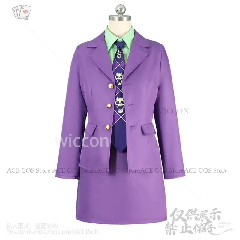 أنيمي أنثى كيرا يوشيكاجي Genderswap زي تأثيري أنيمي جو الأرجواني مثير OL معطف قميص تنورة التعادل دعوى القاتل الملكة كوس #2