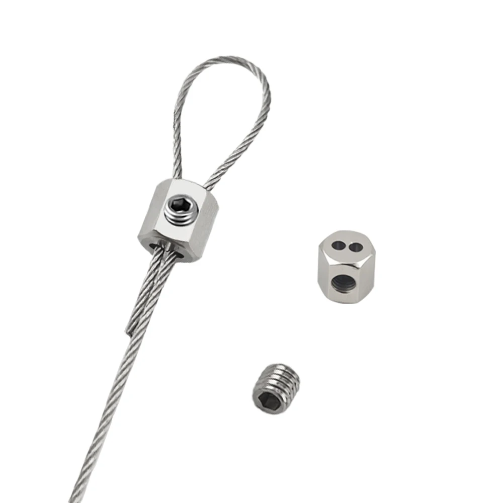 10-200PCS 1-1.5mm Stainless Steel Cable Clamp Rope Fixator Steel Cable Tensioner Adjustable Metal Fixture Cable Fastener