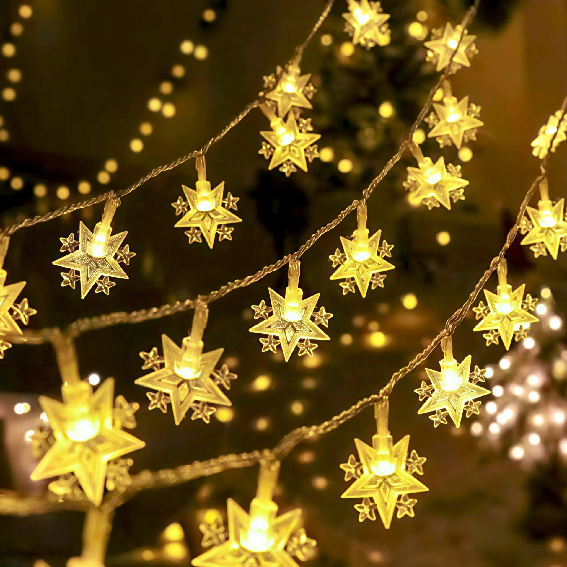 Star String Lights,Star LED Fairy Lights, Battery Operated Christmas Decor Lights for Bedroom, Wedding Party Holiday