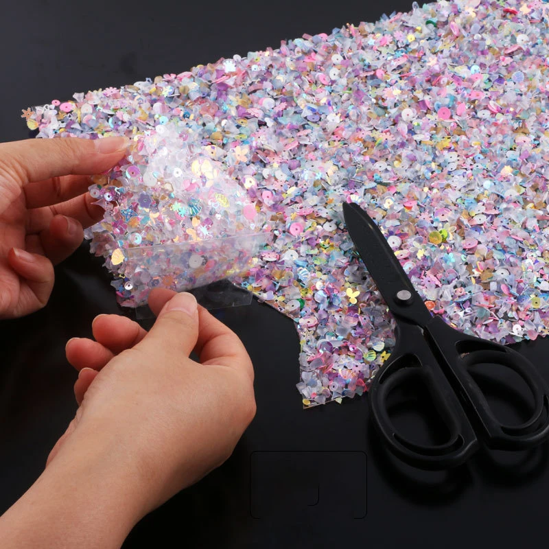 3D Colorful Sequins Sticker Self-adhesive Wrap Manicures Foils Beauty Face Phone DIY Decor Background Furniture Sticker Applique