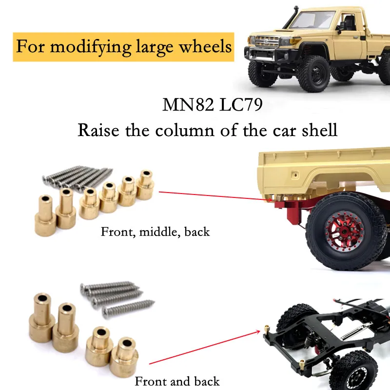 Autos chale heben die Säule für mn82 lc79 modifizierte große Rad spezielle Upgrade-Teile, Messing material, mn Modell Kletter-RC-Auto