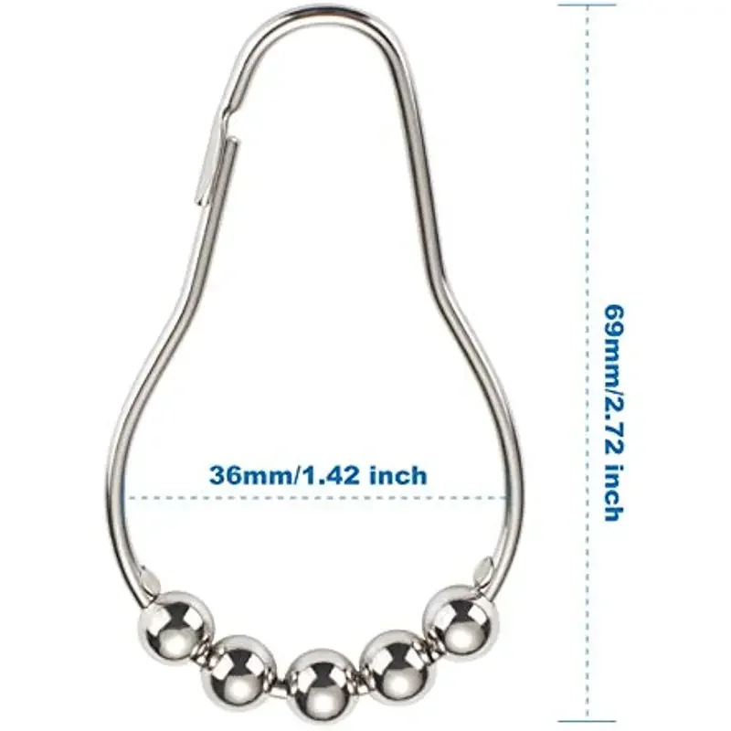 12Pcs Rust-Proof Stainless Steel Shower Curtain Hooks - Durable and Easy to Install for Bathroom Rods - Decorative