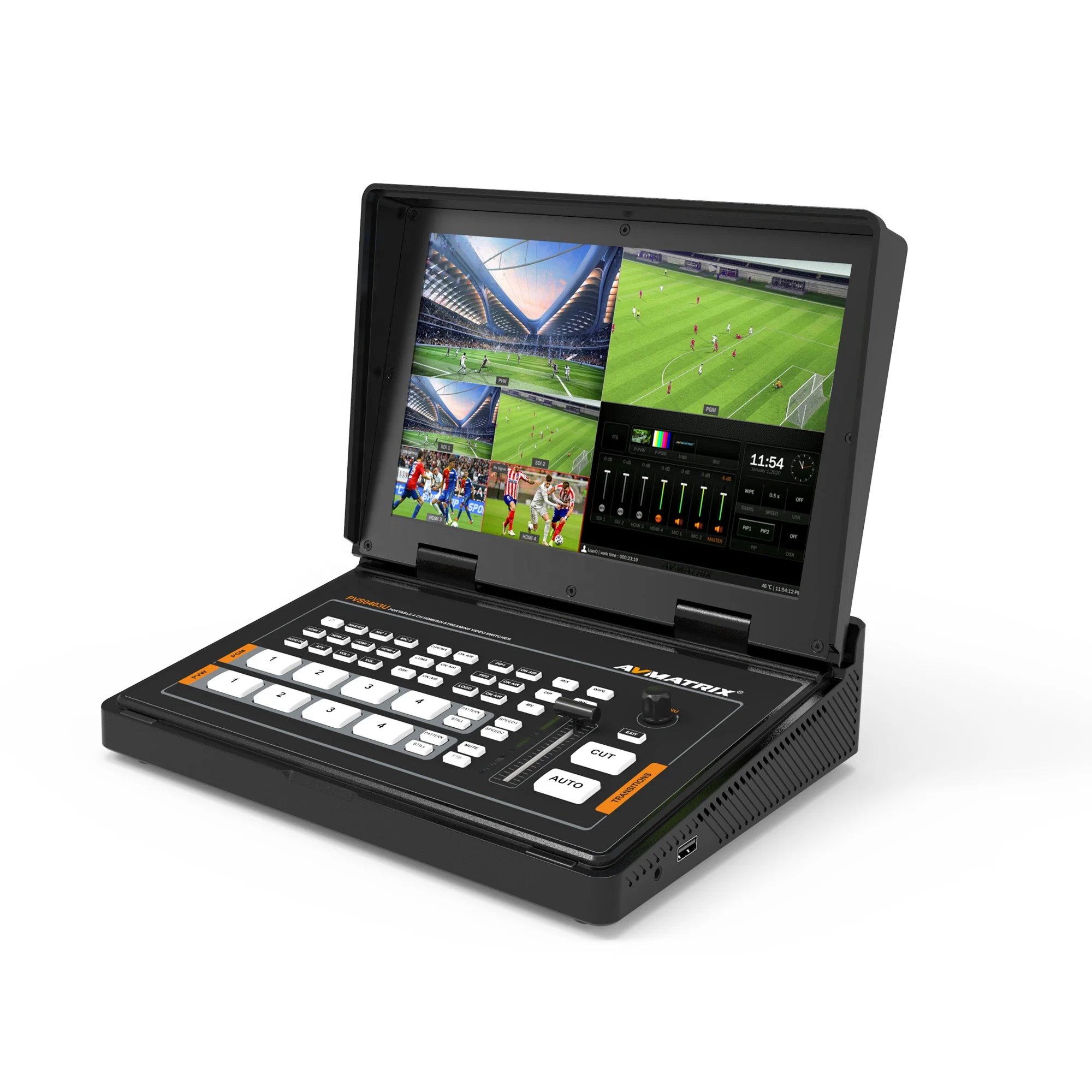 AVMATRIX PVS0403U Portable 10.1 Inch FHD IPS LCD Monitor SDI for Video Mixer Live Streaming Switcher Black