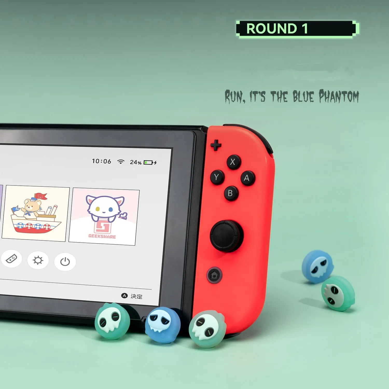 Geekshare polegar apertos nintendo switch silicone joystick joystick bonés para interruptor oled chave protetora adesivo para ns acessórios