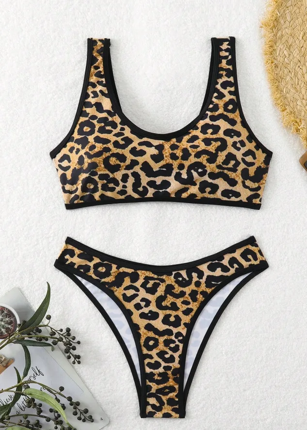 2026 Nowe Bikini Damskie Stroje Kąpielowe Leopard Sexy Biquini Strój Kąpielowy Push Up Strój Kąpielowy Damski Odzież Plażowa Bikini Damskie