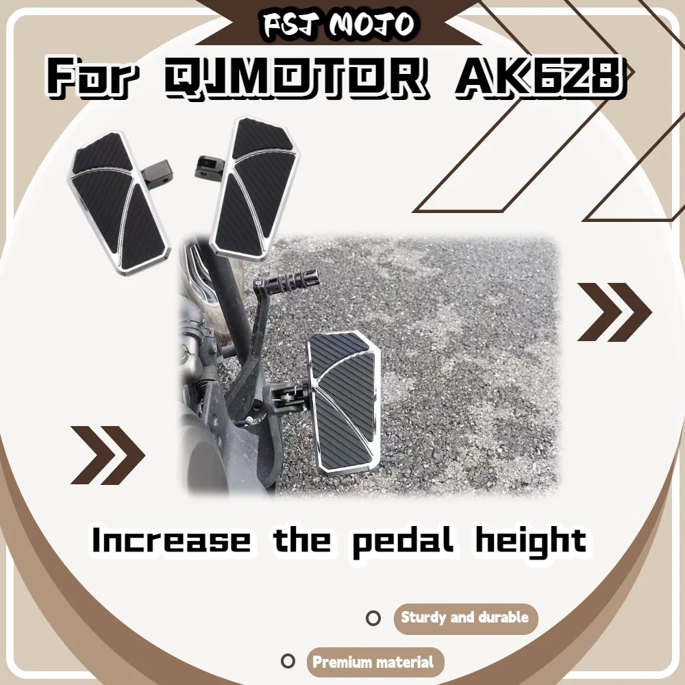 For QJMOTOR AK628 Extended Wide Retro Foot Pedals Enlarged Contact Surface Anti Slip Foot Peg Daily Commute Mod Fittings