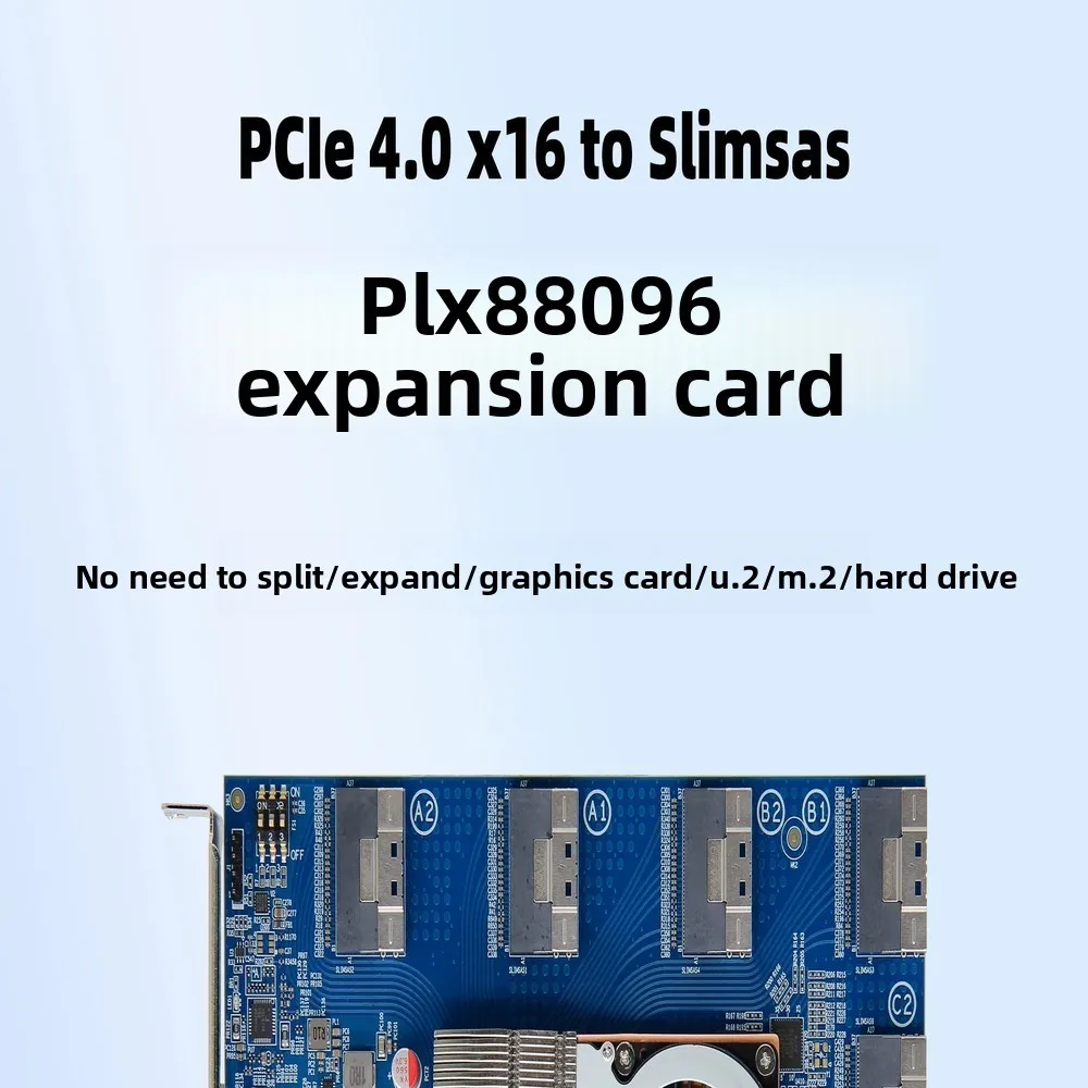 Адаптер-райзер PLX88096 PCIe 4.0 X16, интерфейс 8654, внешняя карта расширения для графического процессора и жесткого диска, без разделения конструкции, высокоскоростная передача данных.