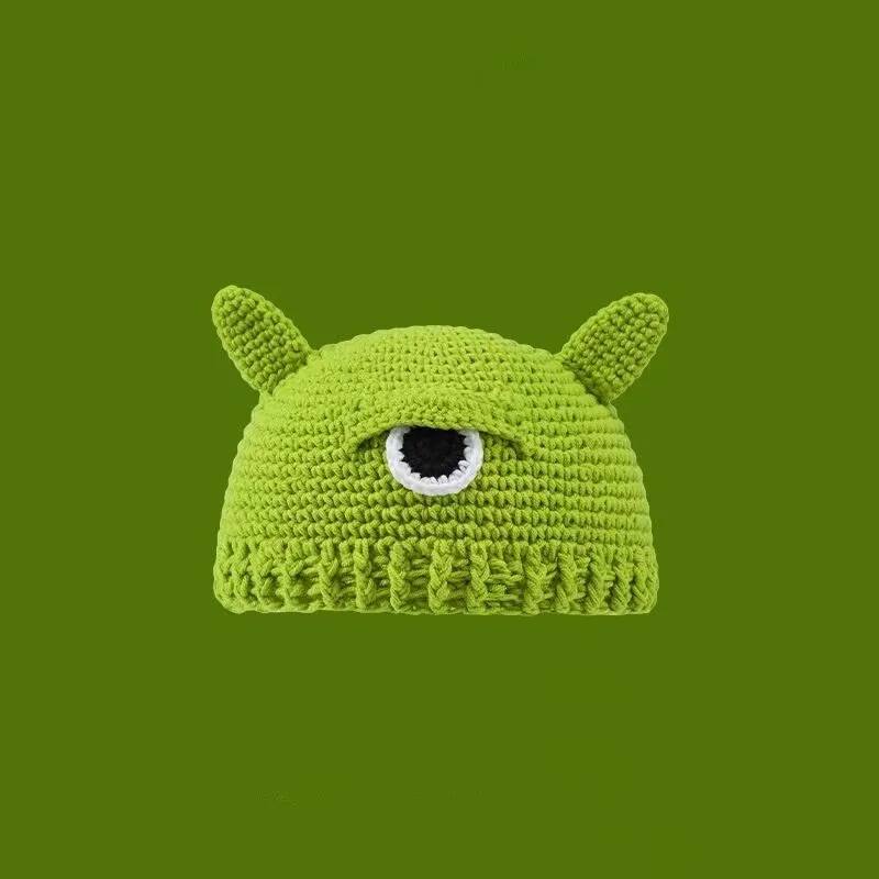 Unisex Sturmhaube Monster Shrek Mütze Wolle Winter Warme Strickmützen Grün Lustige Beanie Skullies Mütze für Damen Herren Rein handgefertigt – Detail 14