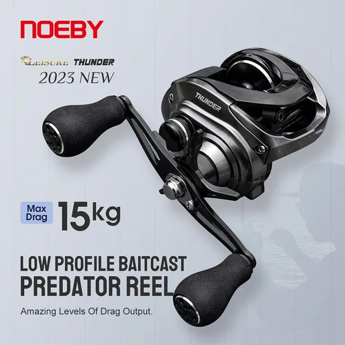 Imagen 1 del producto Noeby carrete de Baitcasting, sistema de frenado magnético de arrastre máximo de 15KG, relación de engranaje 6,4: 1, 8 + 1 rodamiento de bolas, bobina de pesca Predator de perfil bajo