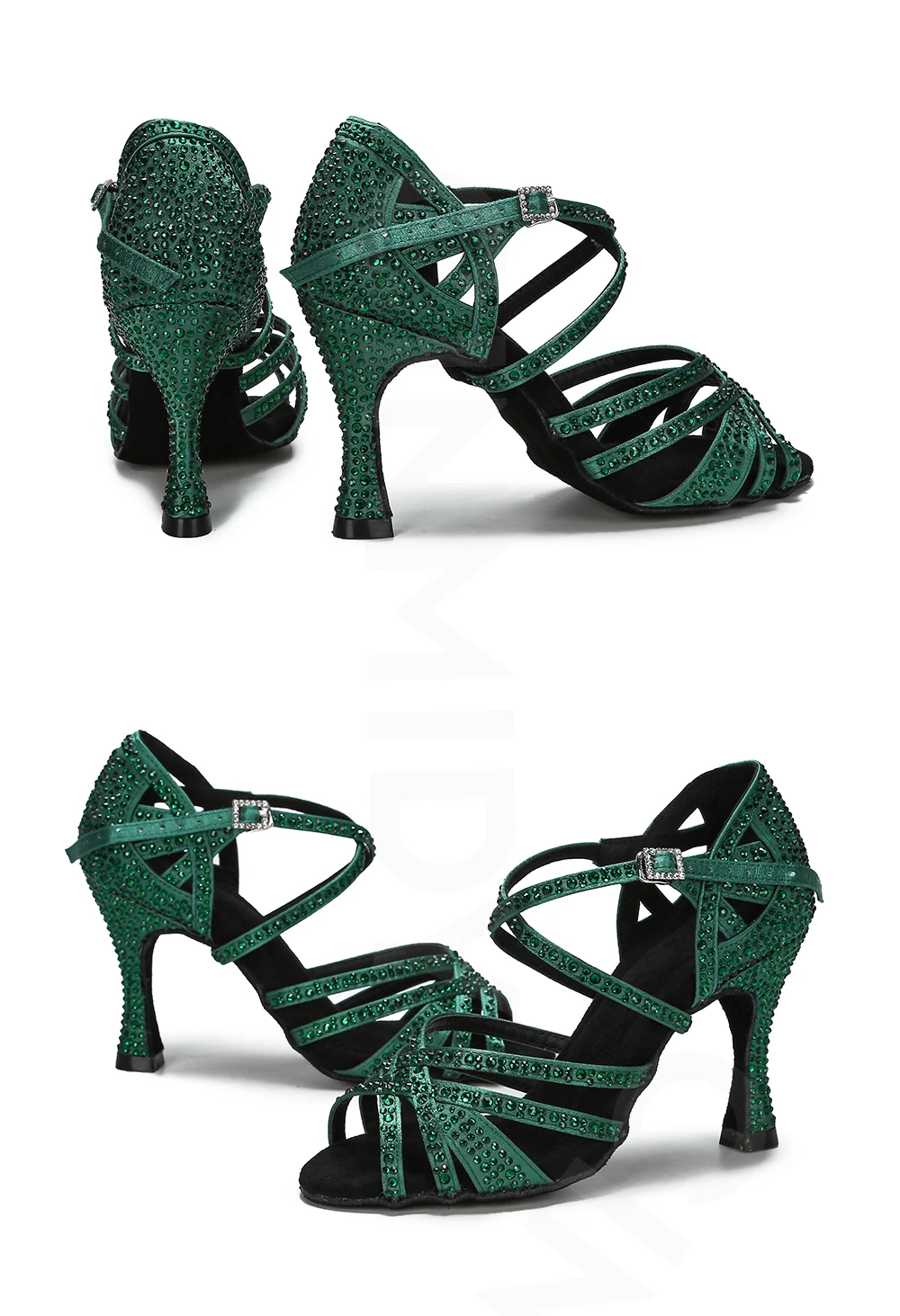 CINMIDY Grüne Strass-Tanzschuhe für Damen, Tango-Ballsaal-Tanzschuhe für Mädchen, Latein-Tanzschuhe mit Weicher Sohle, Party-Sandalen – Detail 16