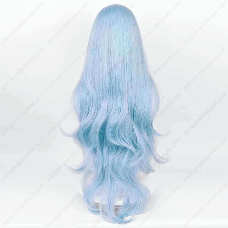 Anime OligAyanami Rei Cosplay Perruque pour Femme, Perruques Ondulées, Cheveux Synthétiques, Vêtements de Sauna, Long, Bleu Clair, Degré de Chaleur, 100cm