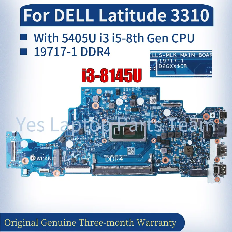 19717-1 For DELL Latitude 3310 Laptop Mainboard CN-06D915 06D967 06C776 With 5405U i3 i5-8th Gen CPU Notebook Motherboard Tested