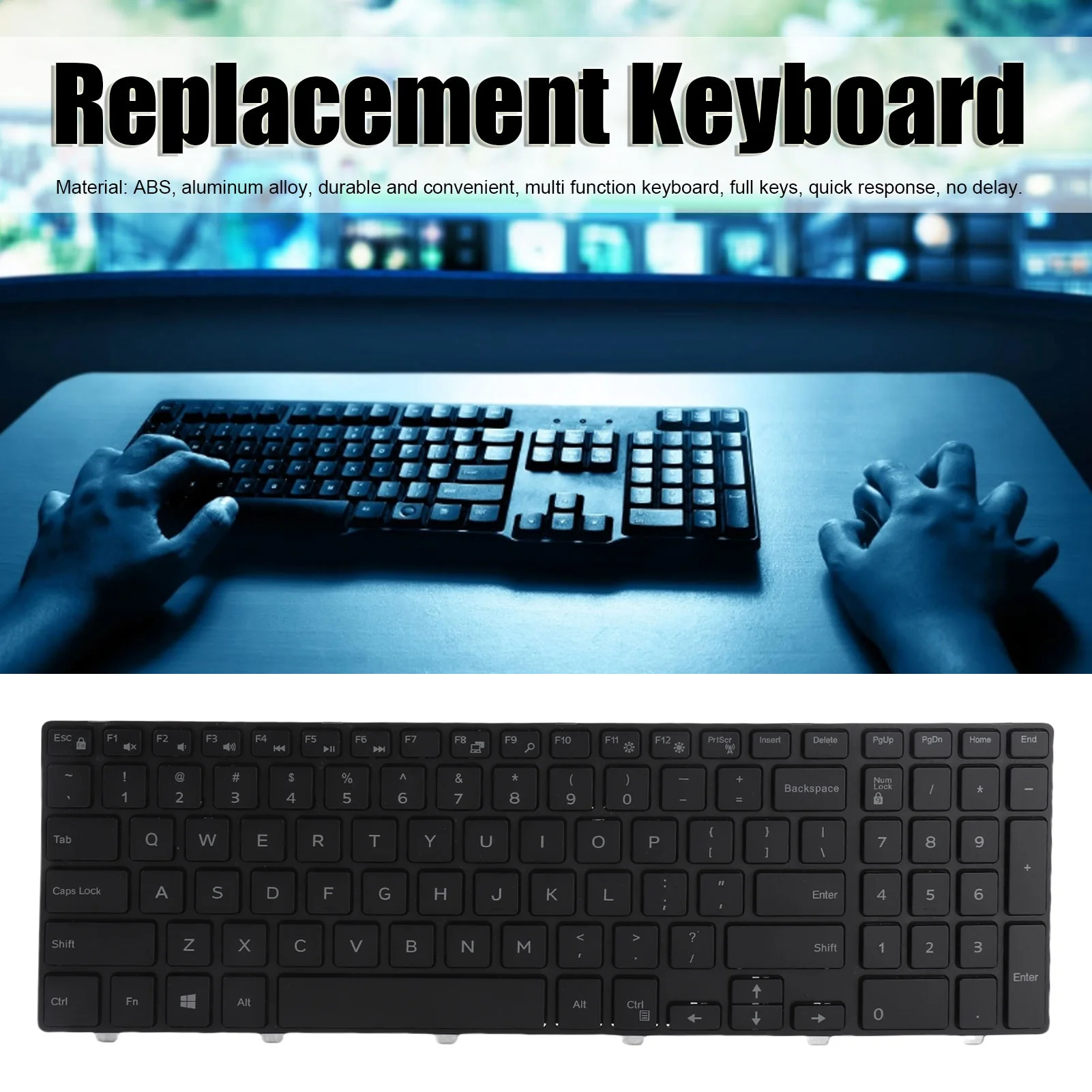 Dell Inspiron Replacement Keyboard Suitable for 15 3000/15 5000/17‑5000/5547/3542 Laptop 101 Keys Layout Backlit Keyboard Repair