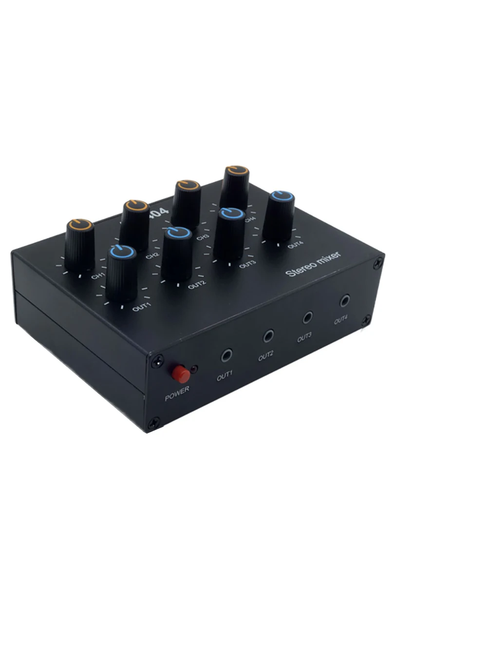 AU-404 Stereo Sound Source Four Multi Input Output Mixer Dual Channel Audio Music Mixing Four In Four Out