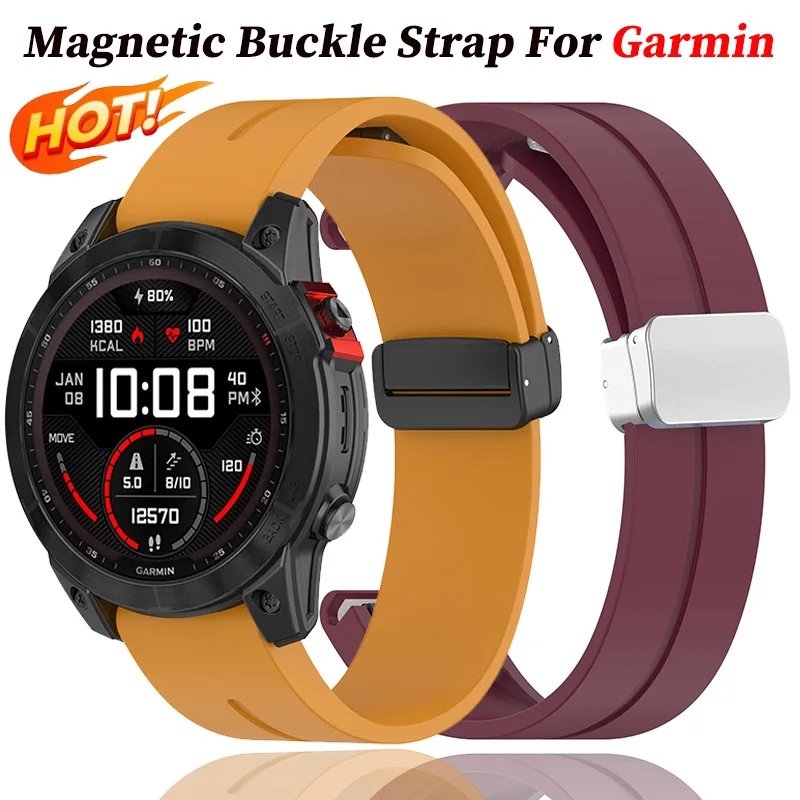 26mm 22mm Magnetverschluss-Armband für Garmin Fenix 8 7 7X 6X Pro 5Plus 6S 7S 3 3HR Forerunner 965 945 Silikon-Armband Uhrenband