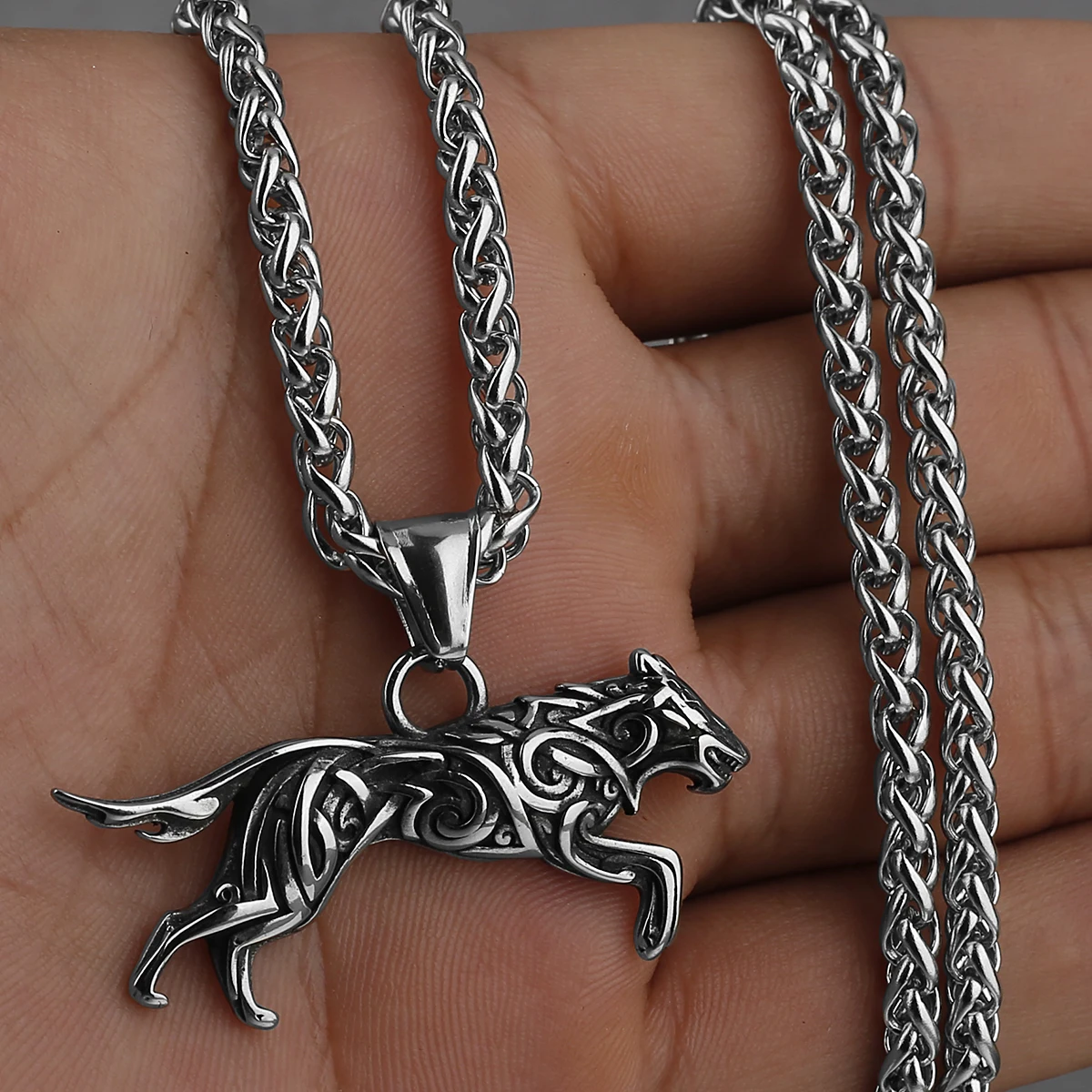 الفايكنج جيري وفريكي عقدة الذئب الفولاذ المقاوم للصدأ قلادة الرجال موضة الهيب هوب قلادة قلادة الشمال مجوهرات هدية