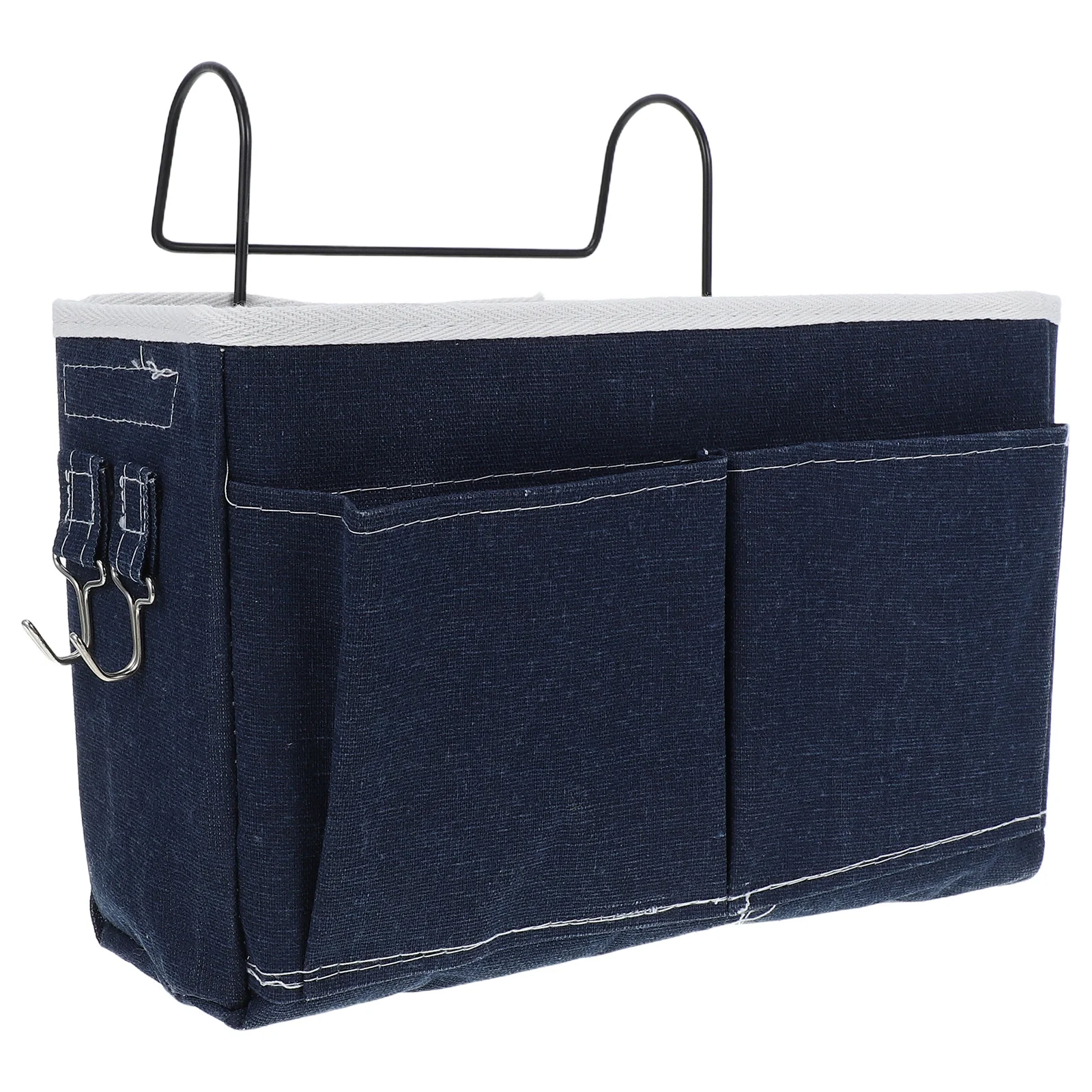 

Bedside Hanging Storage Basket Fabric Organizer for College Dorm Room Bed Rails Pouch Holds Gadgets Personal Items Neat Tidy