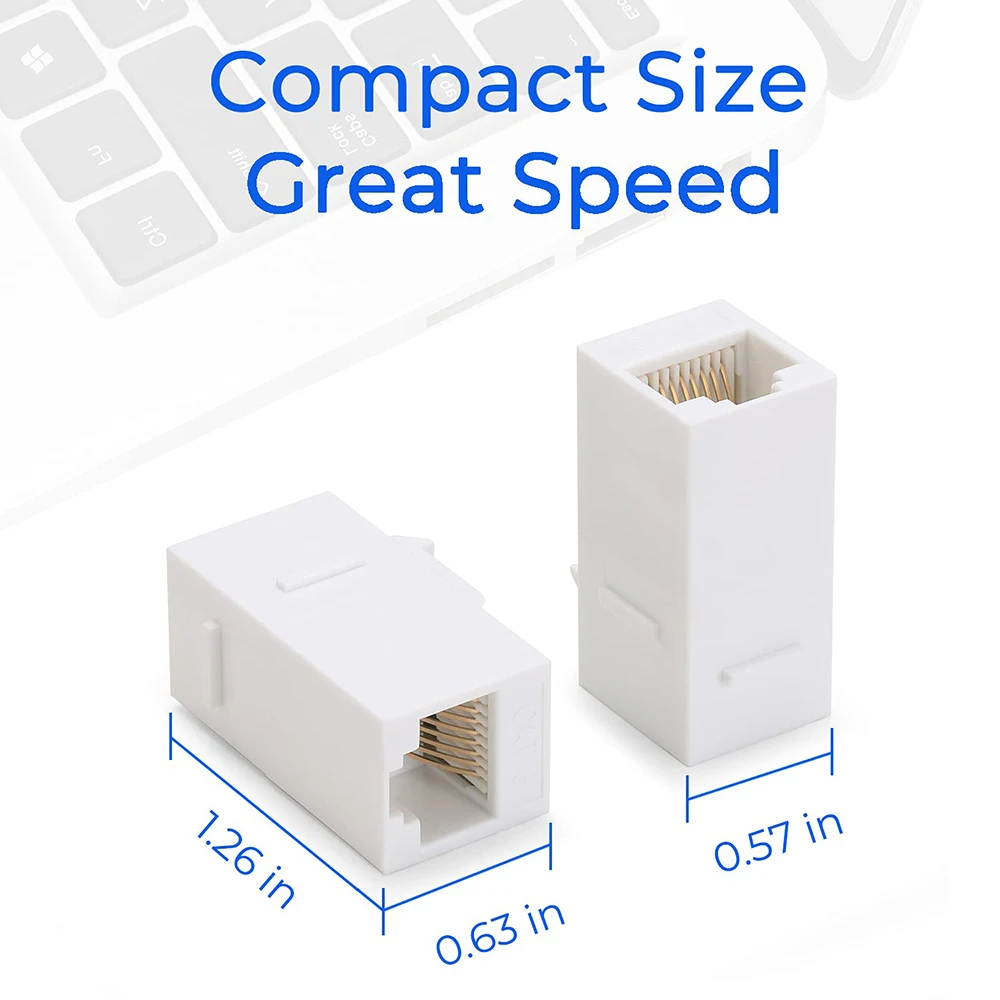 2/5Pcs Newest CAT6 RJ45 For 1000M Network Keystone Jack Inline Coupler,Female To Female Ethernet Cable Extender - White