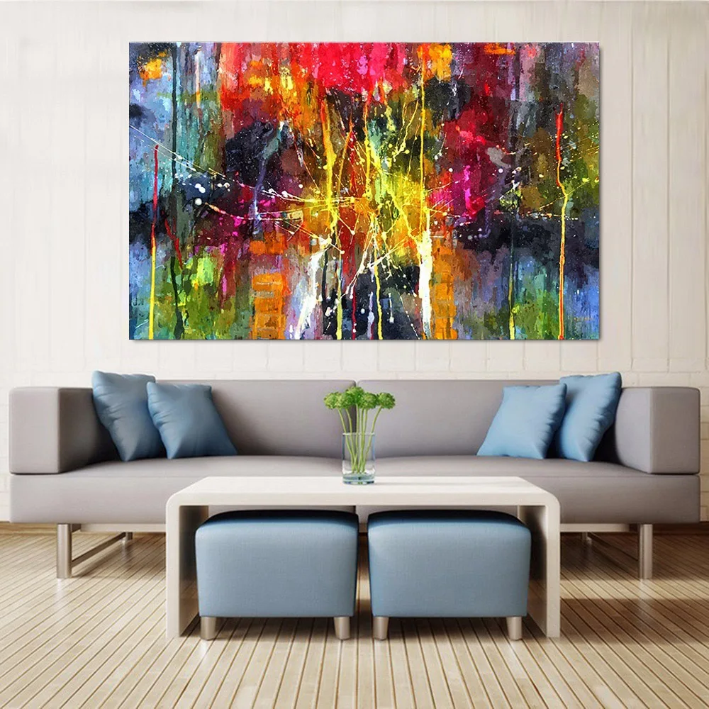 Color fusion crack splash-ink modern abstract minimalism canvas painting art poster living room bedroom decorative painting