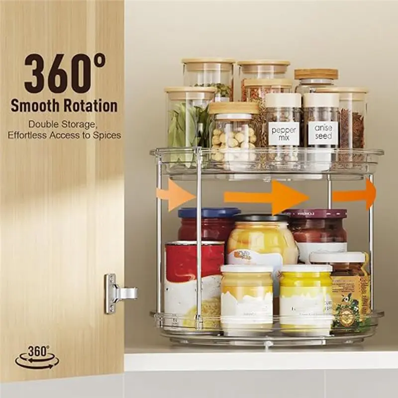 AT63-360° Rotating 2-Tier Clear Makeup Organizer