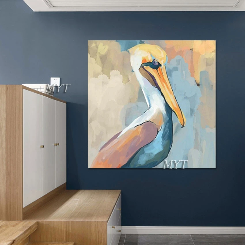 

Latest Arrival Animal Cartoon Canvas Picture Modern Wall Painting Art Unframed New Design Abstract Artwork Egret Hand Drawing