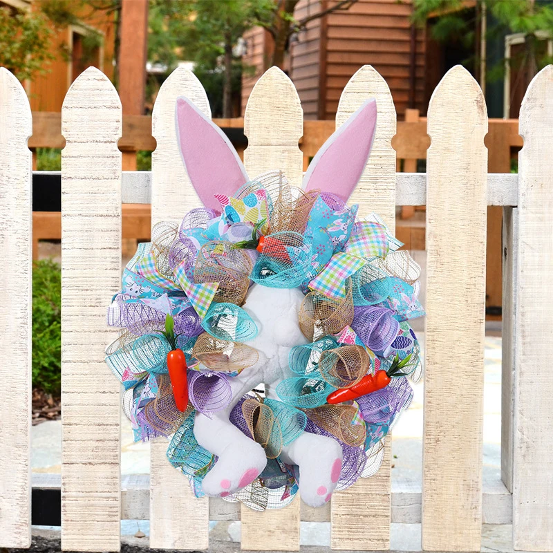 

Easter Rabbit Garlands Door Ornaments Wall Decoration Easter Bunny Butt Wreath Happy Easter Party Decor For Home