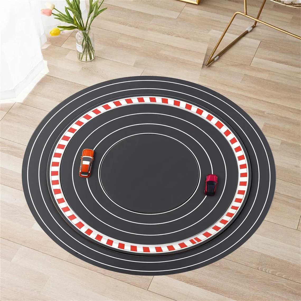 Round Racing Theme Play Rug – Fun Interactive Floor Mat for Kids’ Rooms and Play Areas