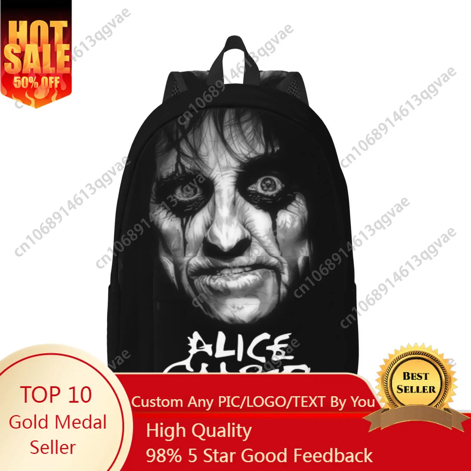 

Hot Alice Cooper Horror Rock Custom Canvas Lightweight Backpack Fashion Durable Student Men Women Business Daypack