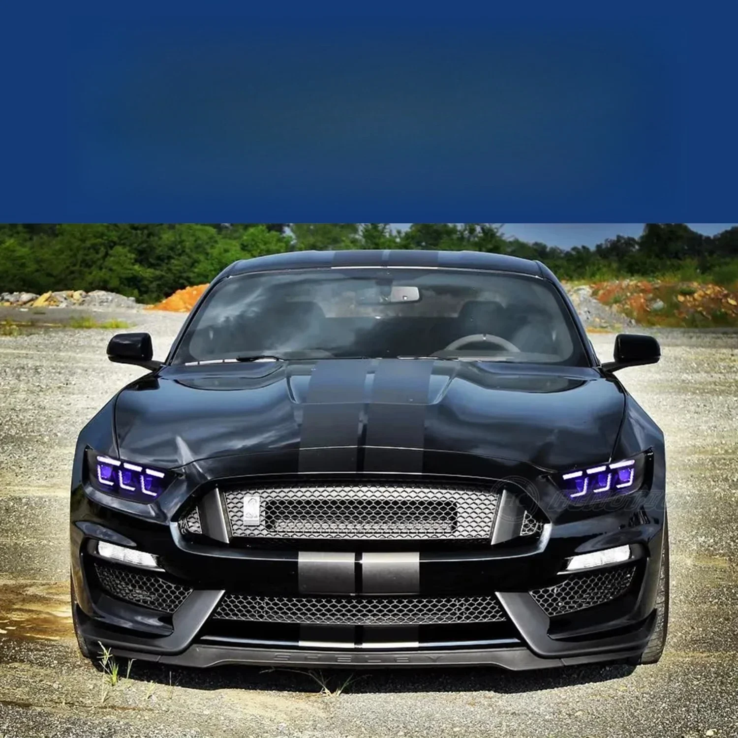 HCMOTIONZ Headlights for Mustang 2015-2017 GT LED Front Lamps Assembly Start up Animation RGB Day Running Light Projector