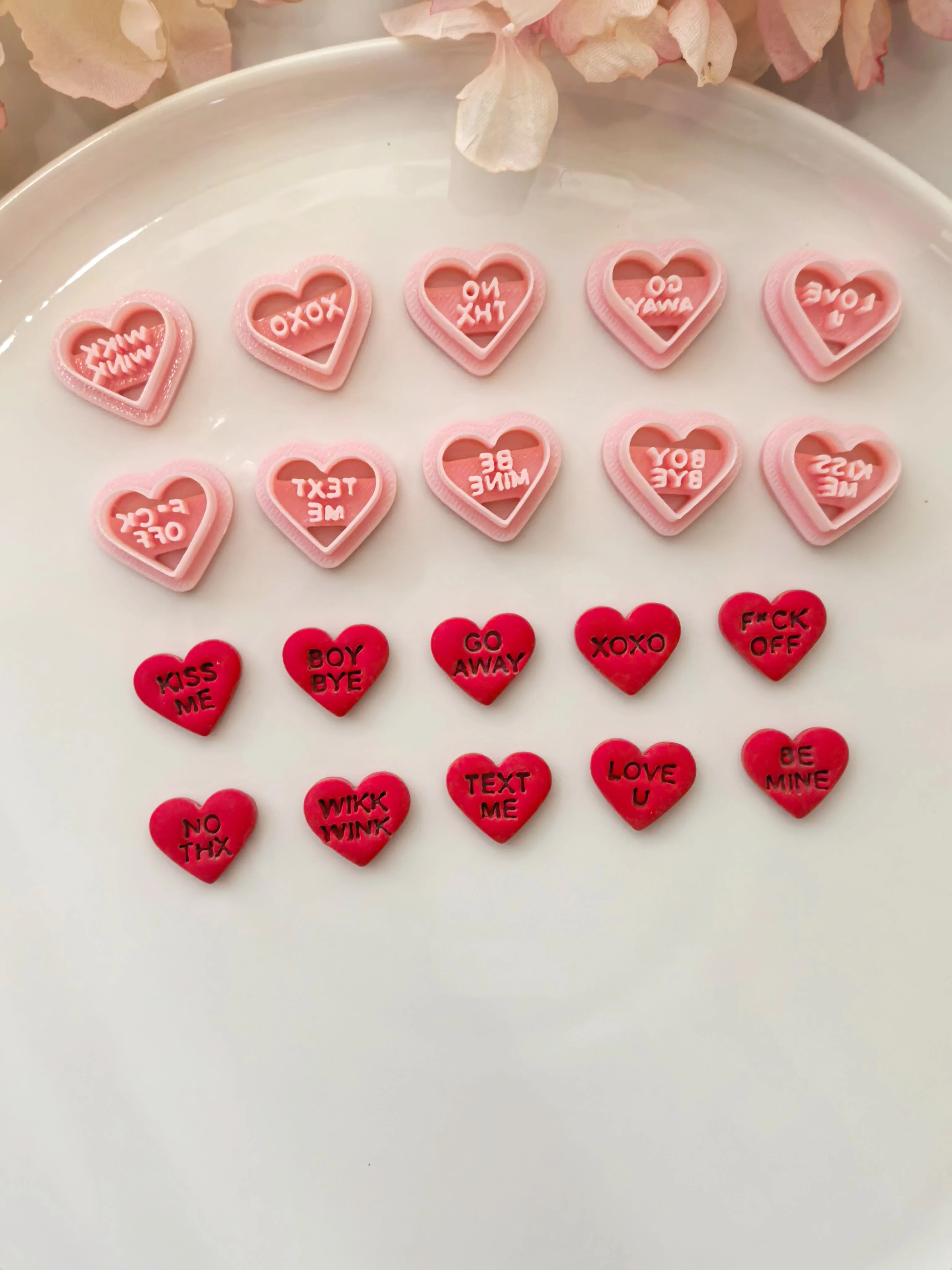 Valentine Love Word Heart Polymer Clay Cutter Set Soft Ceramic Earring Mold Text Heart DIY Handmade Pendant Jewelry Craft Tool
