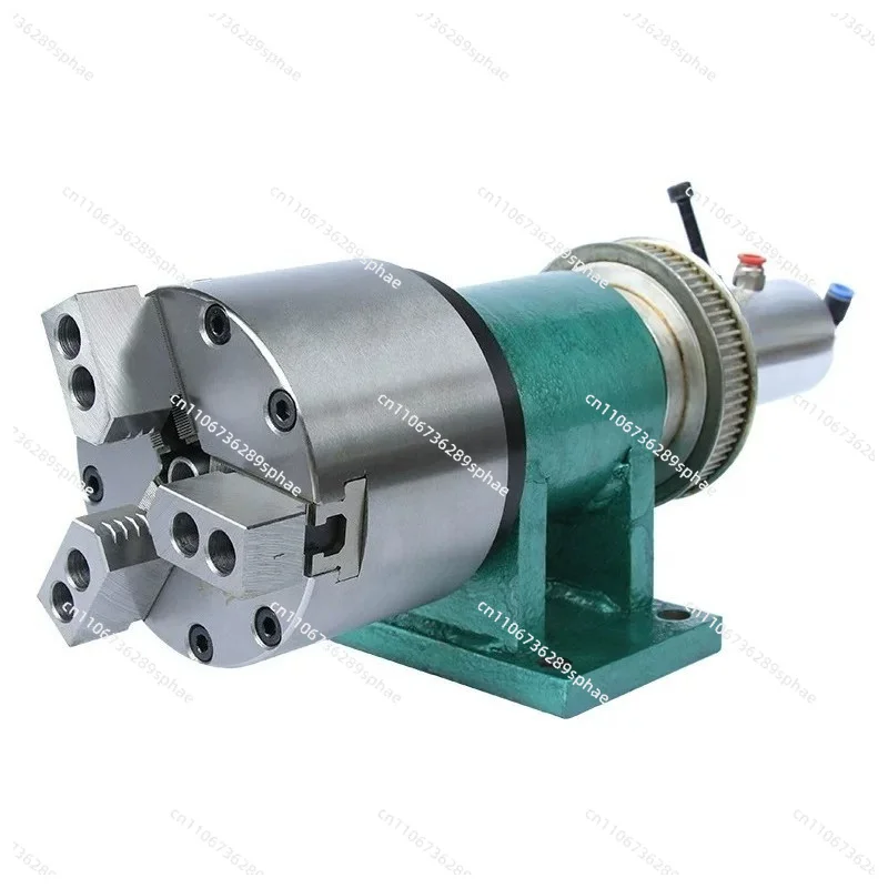 Pneumatic Rotary 3-Jaw Lathe Chuck, Spindle Power Head Assembly for Instrument Lathe, Metal Turning Welding Machining Parts