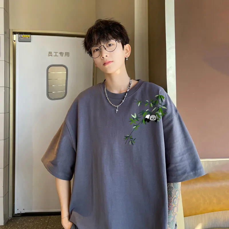

Men's Oversized T-shirts 5XL White Cotton T Shirt for Men Casual Summer Wear Anime Panda Print Fashion Tee Shirts Men Clothing