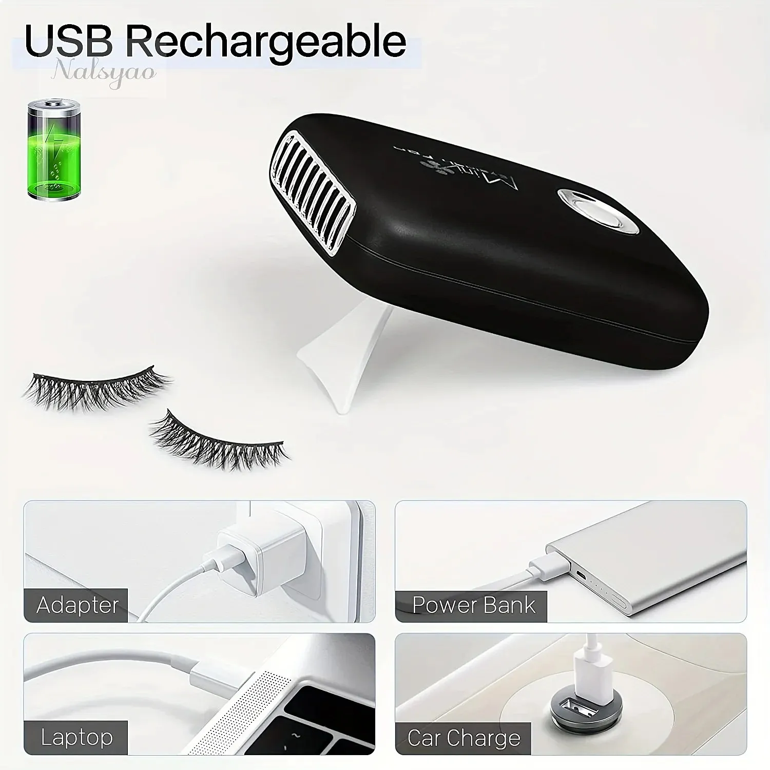 Mini Lash Fan Portable Eyelash Extension Fan Dryer Rechargeable USB 3 Speed Cooling Air Lash Accessories