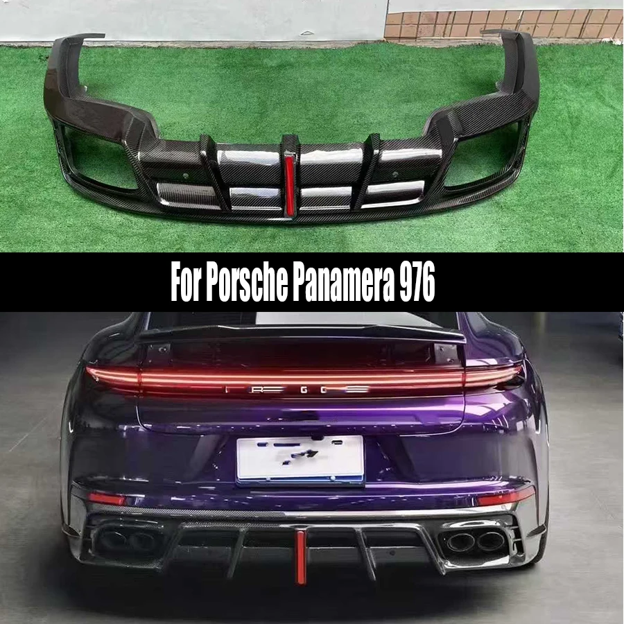 Für Porsche Panamera 976 2024+ Carbonfaser Heckstoßstangen-Diffusor Heckspoiler Hecklippe L Karosserie-Kit