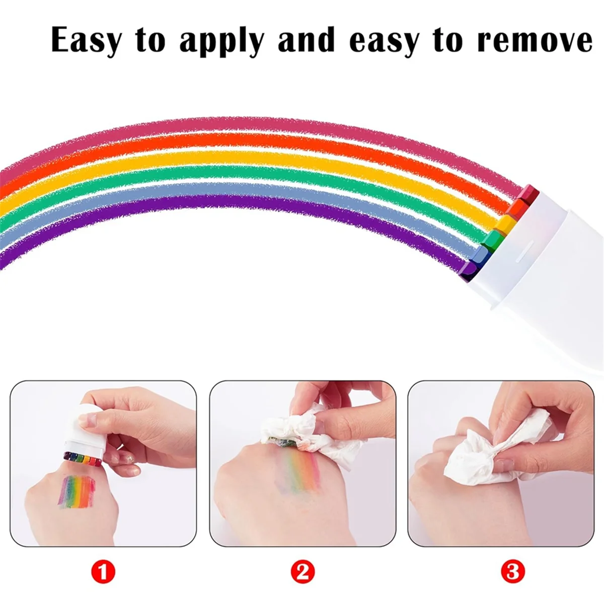 Gfc-4 Pcs Rainbow Face Body Paint-Gay Pride Day Flag Face Paint-LGBT Rainbow Stripe Crayon for Gays Pride Day