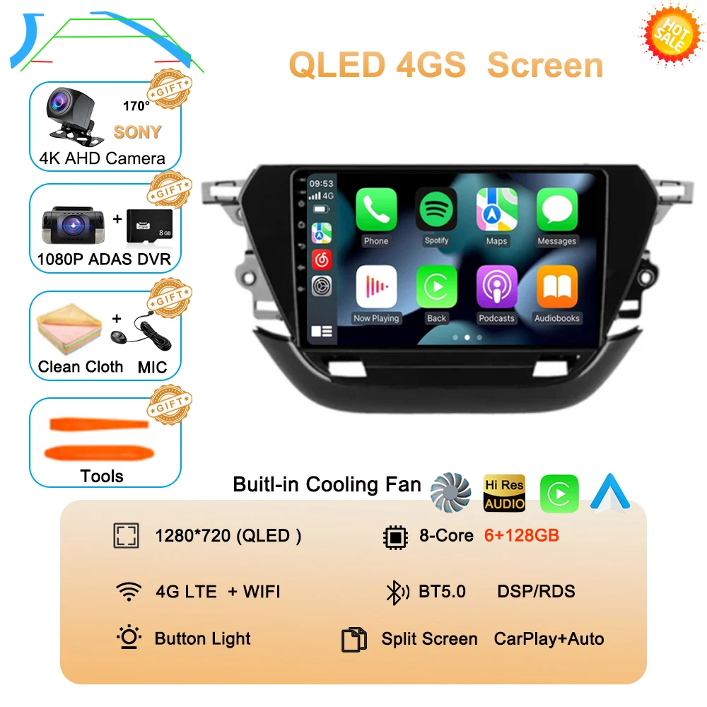 Android 16 autoradio voor Opel Corsa F 2019-2023 touchscreen, autoradio, videospeler, navigatie, GPS, multimedia, BT, Carplay