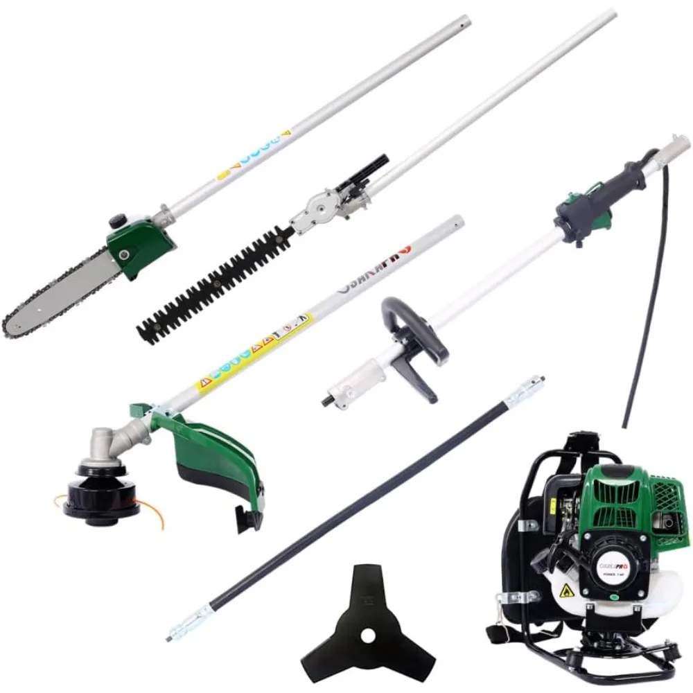 

4 in 1 -Functional Trimming Tool, 31Cc 4-Stroke Tool System with Gas Pole Saw, Hedge Trimmer, Grass Trimmer, and Brush Cutter